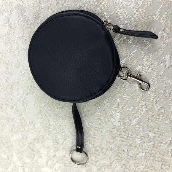 Tyler Rodan Round Navy Blue Faux Leather Zippered Coin Pouch with Unicorn Charm - Picture 2 of 15